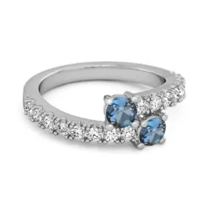 0.10 Cts London Blue Topaz 925 Sterling Silver Split Shank Unique Bridal Ring