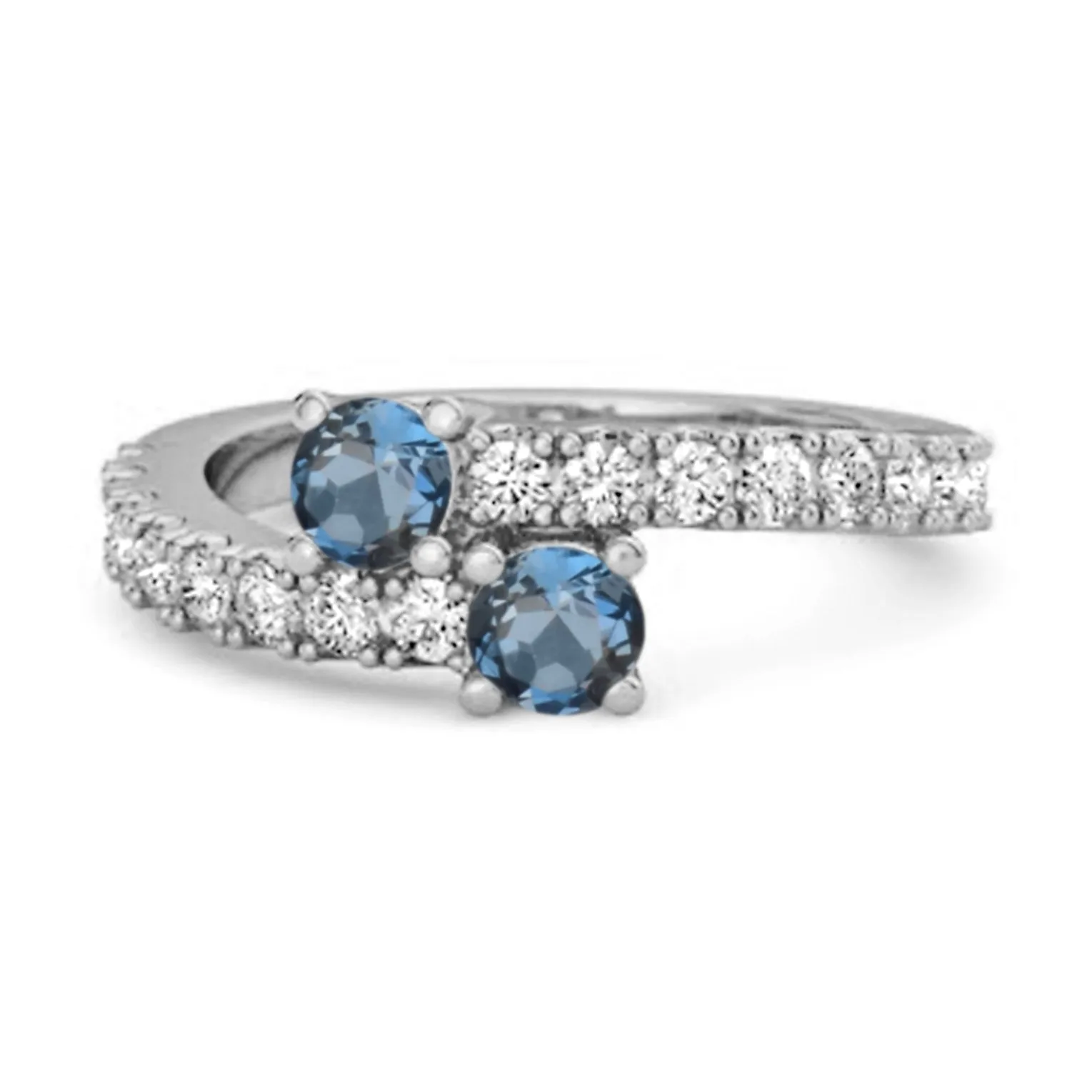 0.10 Cts London Blue Topaz 925 Sterling Silver Split Shank Unique Bridal Ring
