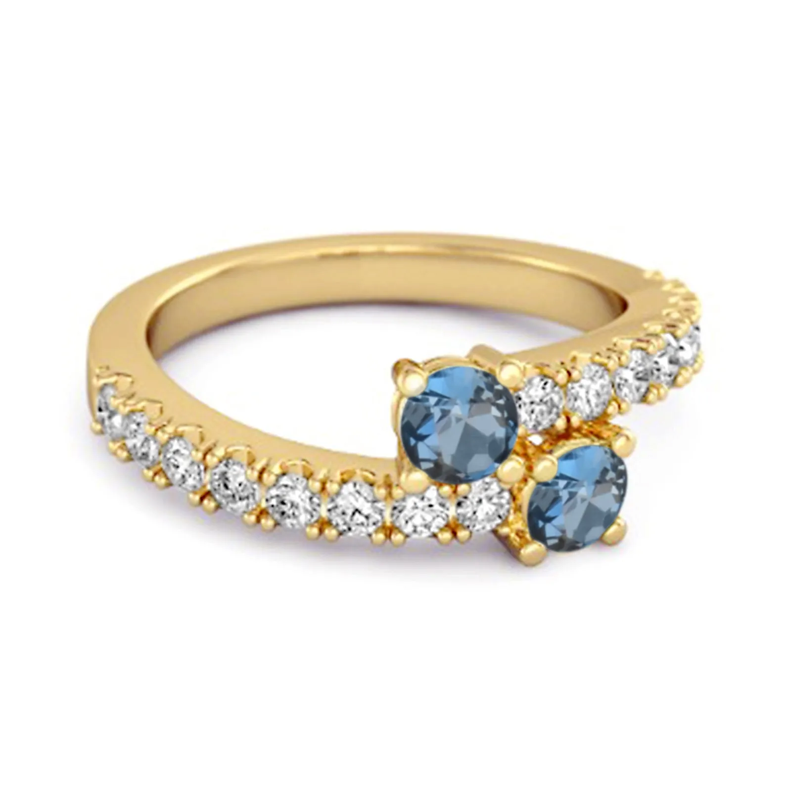 0.10 Cts London Blue Topaz 925 Sterling Silver Split Shank Unique Bridal Ring