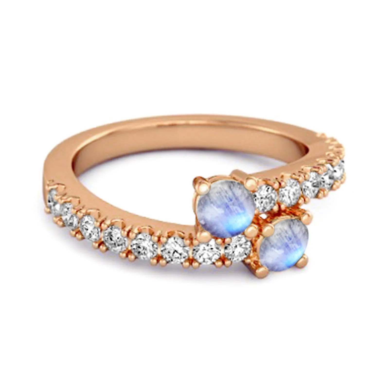 0.10 Cts Moonstone 925 Sterling Silver Split Shank Unique Bridal Ring