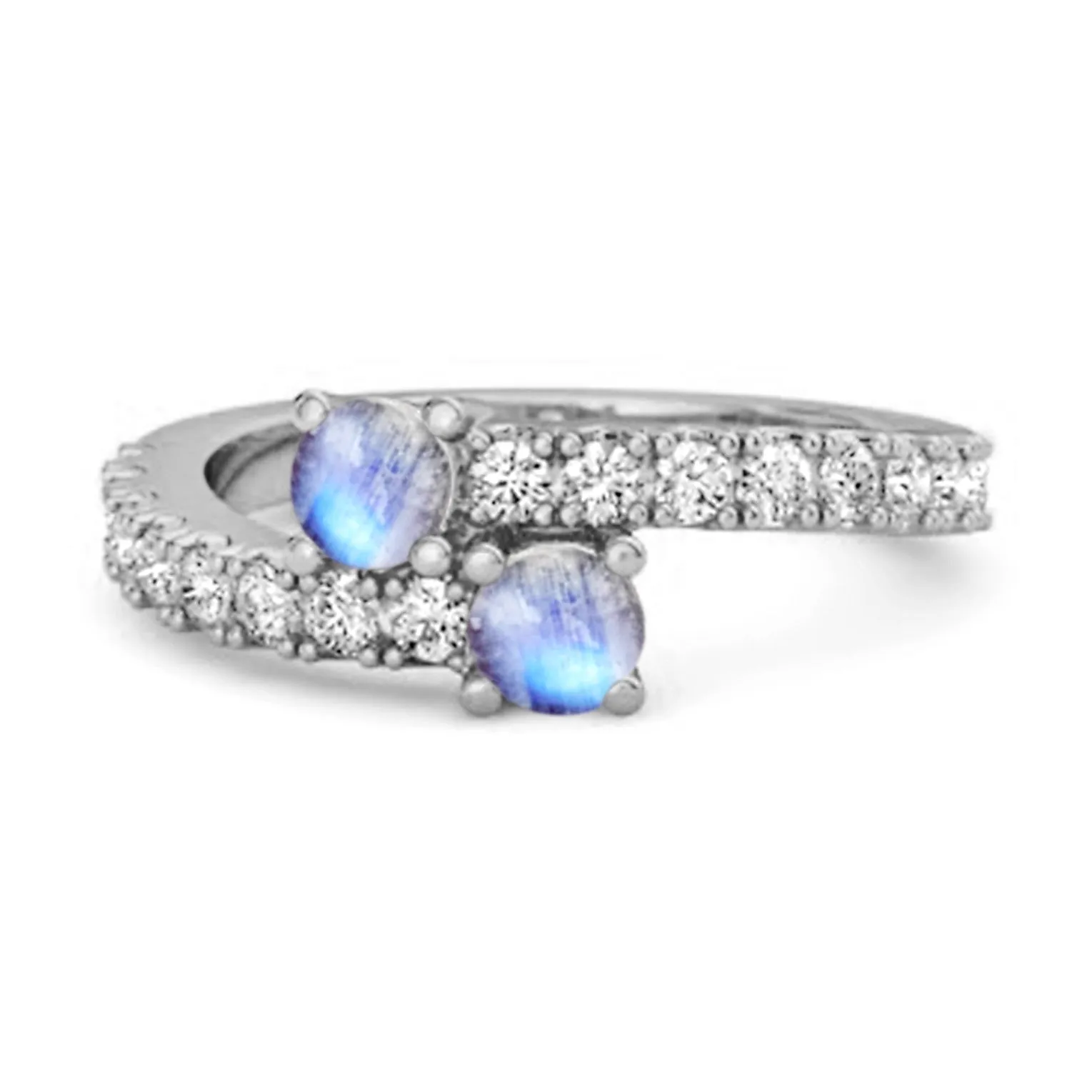 0.10 Cts Moonstone 925 Sterling Silver Split Shank Unique Bridal Ring