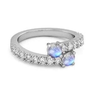0.10 Cts Moonstone 925 Sterling Silver Split Shank Unique Bridal Ring