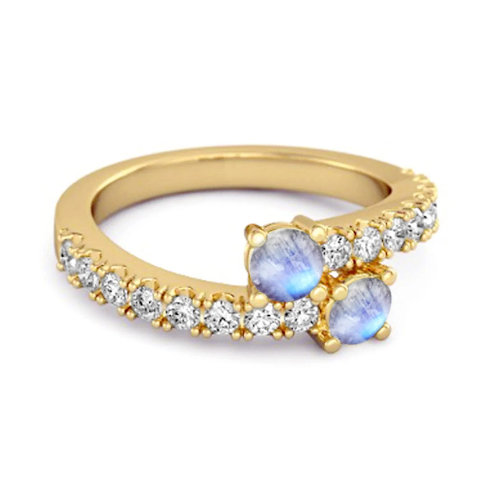 0.10 Cts Moonstone 925 Sterling Silver Split Shank Unique Bridal Ring