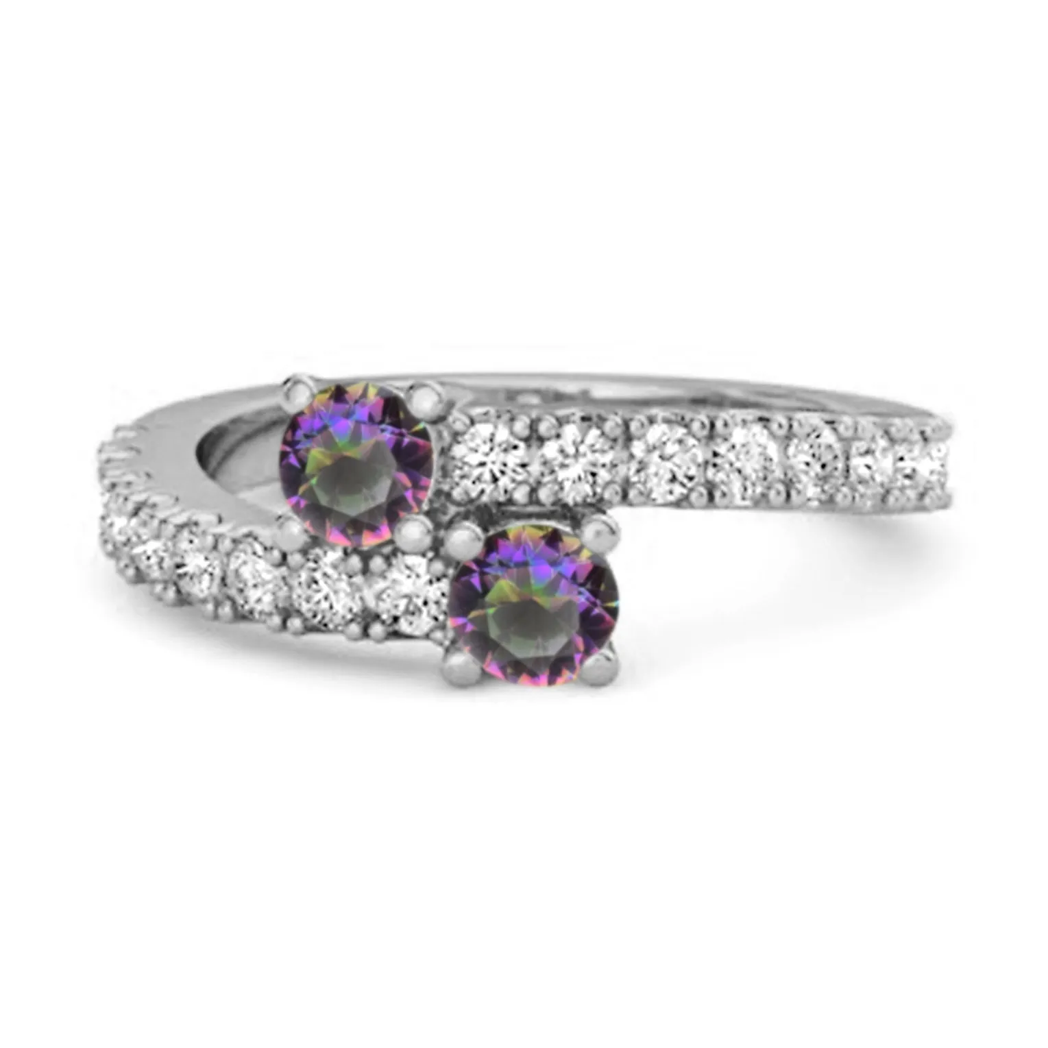 0.10 Cts Mystic Topaz 925 Sterling Silver Split Shank Unique Bridal Ring