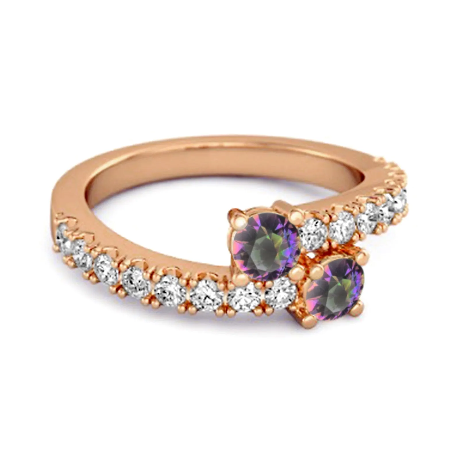 0.10 Cts Mystic Topaz 925 Sterling Silver Split Shank Unique Bridal Ring