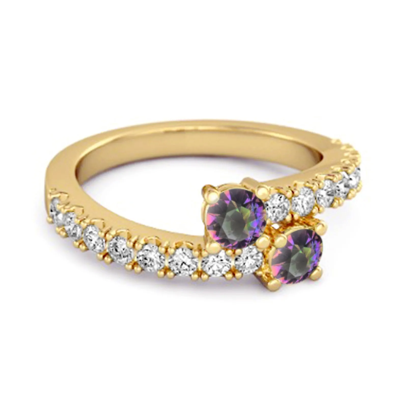 0.10 Cts Mystic Topaz 925 Sterling Silver Split Shank Unique Bridal Ring