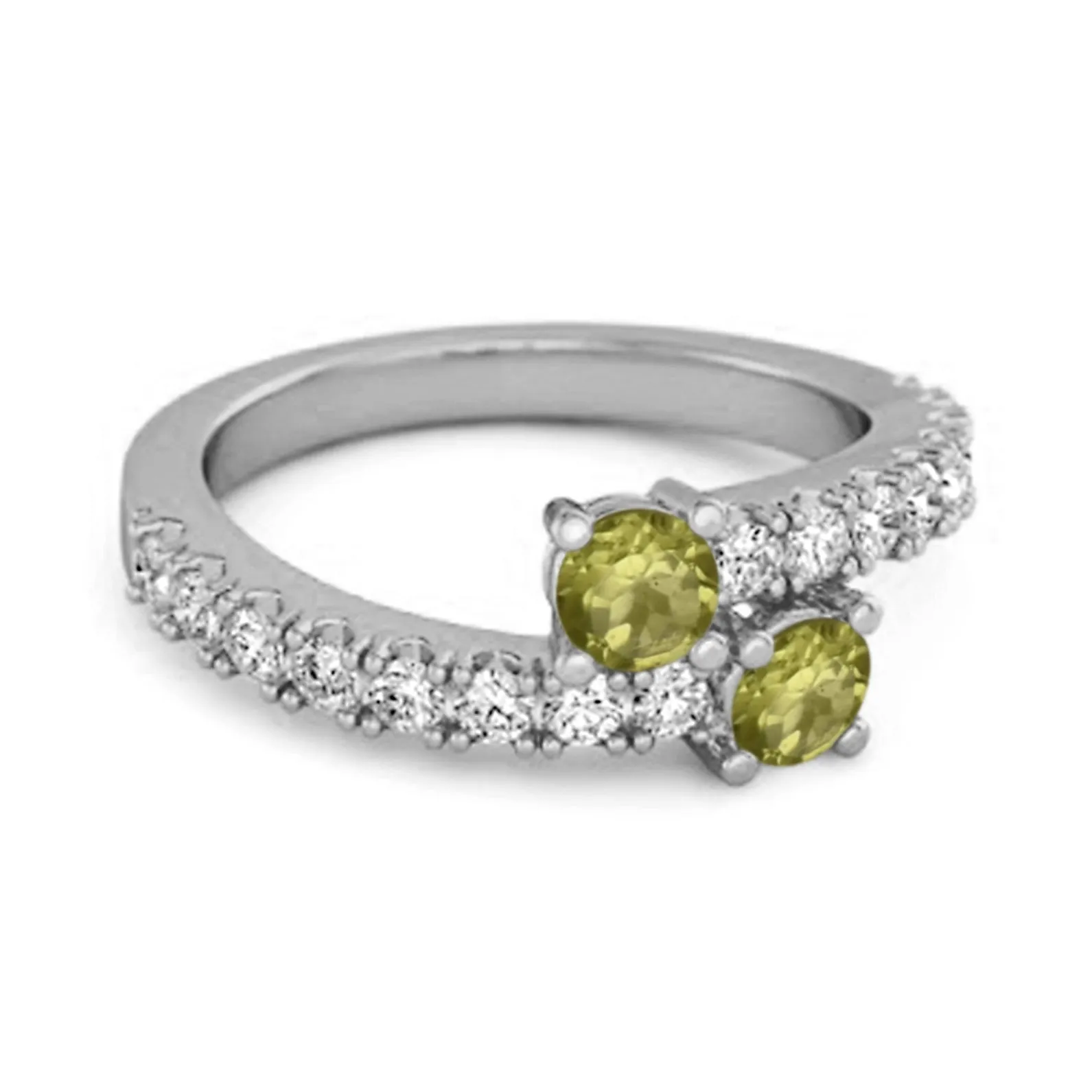 0.10 Cts Peridot 925 Sterling Silver Split Shank Unique Bridal Ring