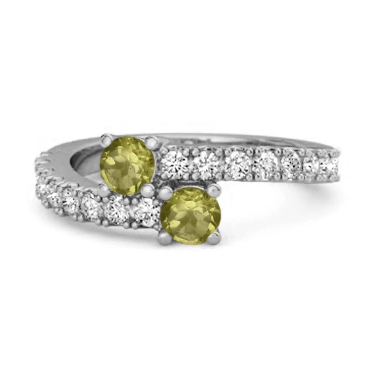 0.10 Cts Peridot 925 Sterling Silver Split Shank Unique Bridal Ring