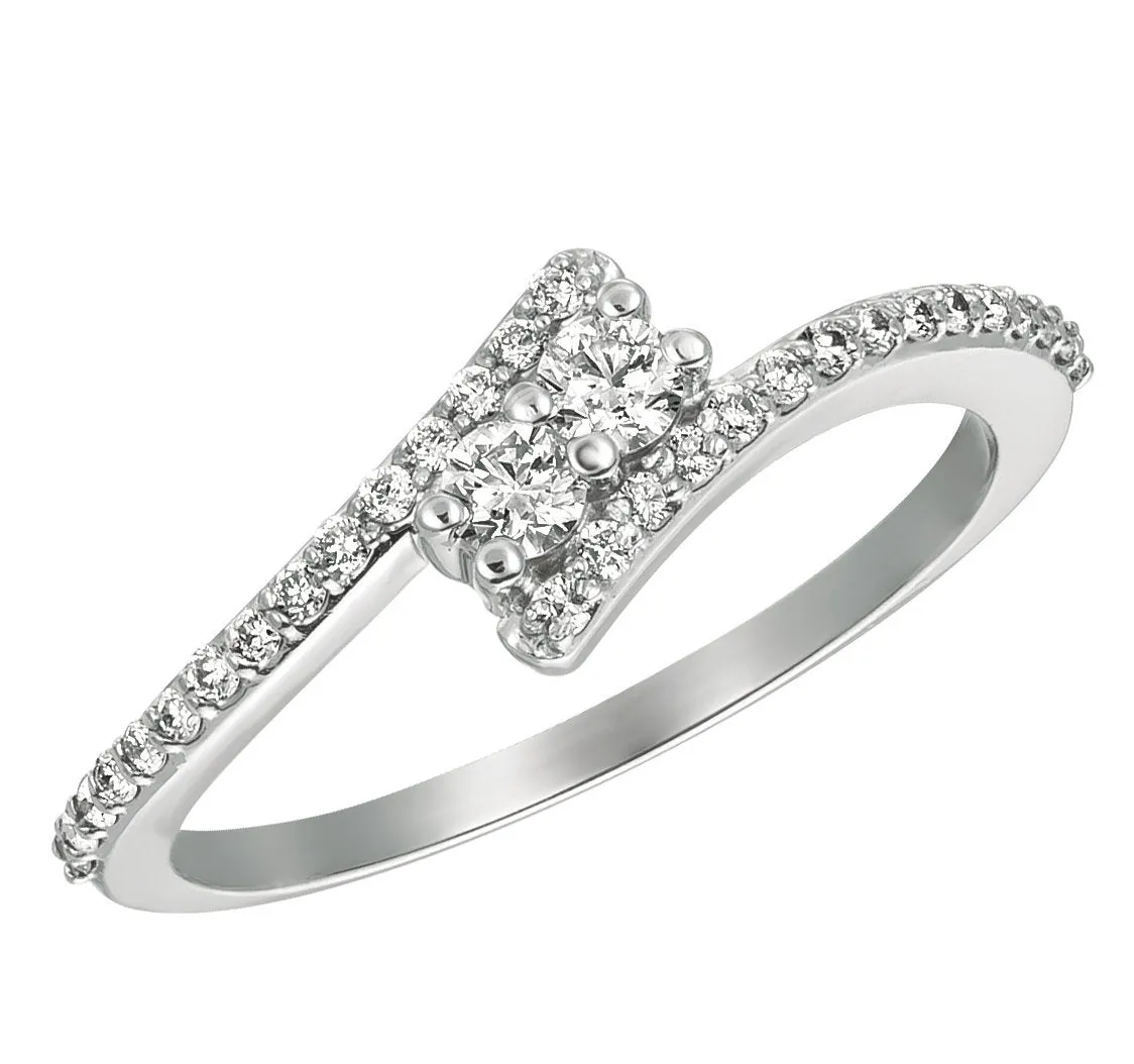 0.35 Carat Natural Diamond Ring G SI 14K White Gold
