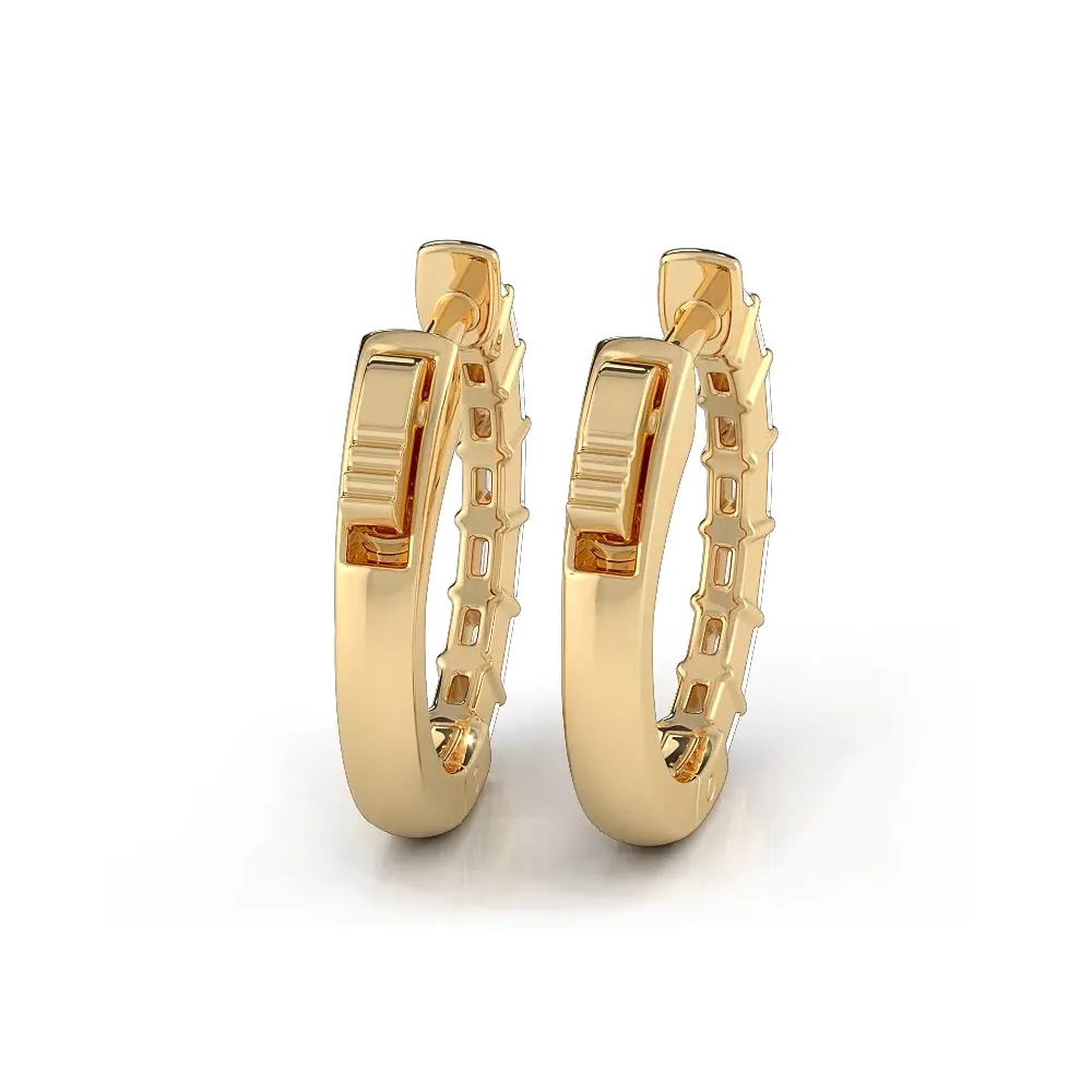 0.50 ctw. Baguette Diamond Hoop Earrings Huggie Style