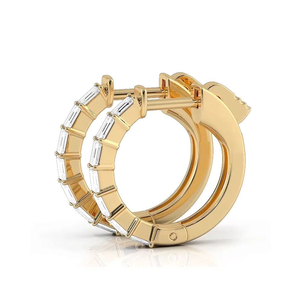 0.50 ctw. Baguette Diamond Hoop Earrings Huggie Style
