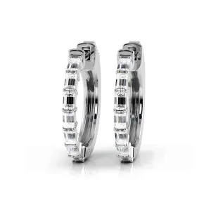 0.50 ctw. Baguette Diamond Hoop Earrings Huggie Style
