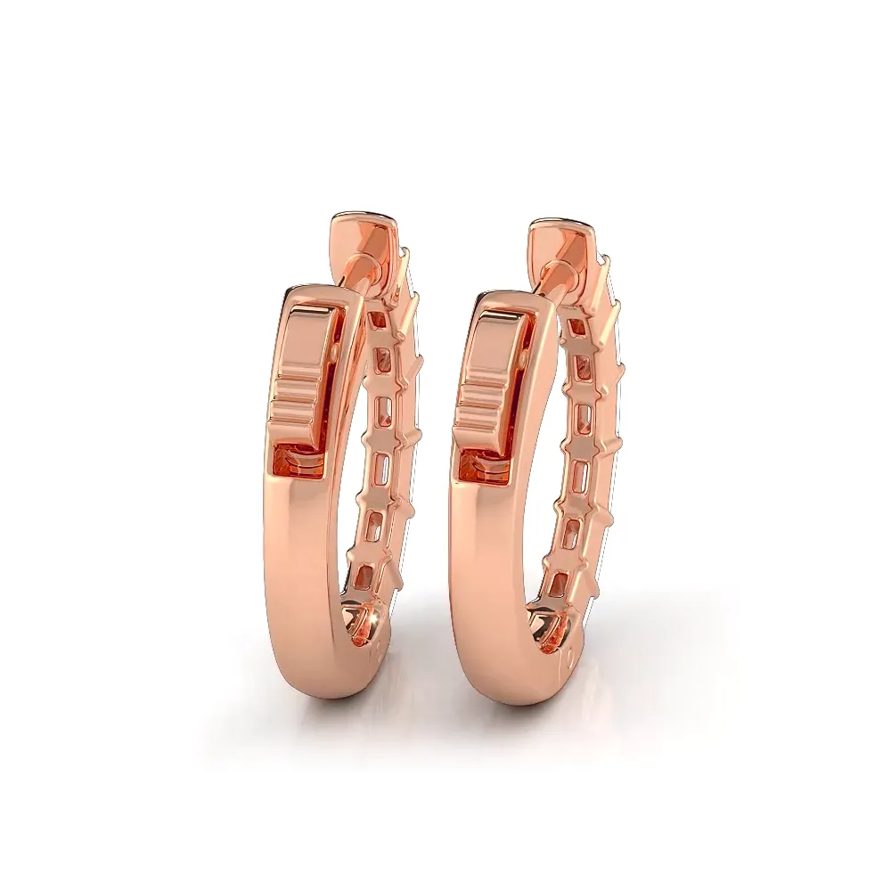 0.50 ctw. Baguette Diamond Hoop Earrings Huggie Style