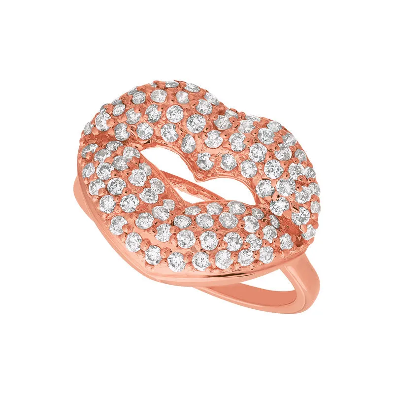 1.05 Carat Natural Diamond Lips Ring G SI 14K Rose Gold