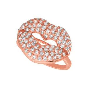 1.05 Carat Natural Diamond Lips Ring G SI 14K Rose Gold