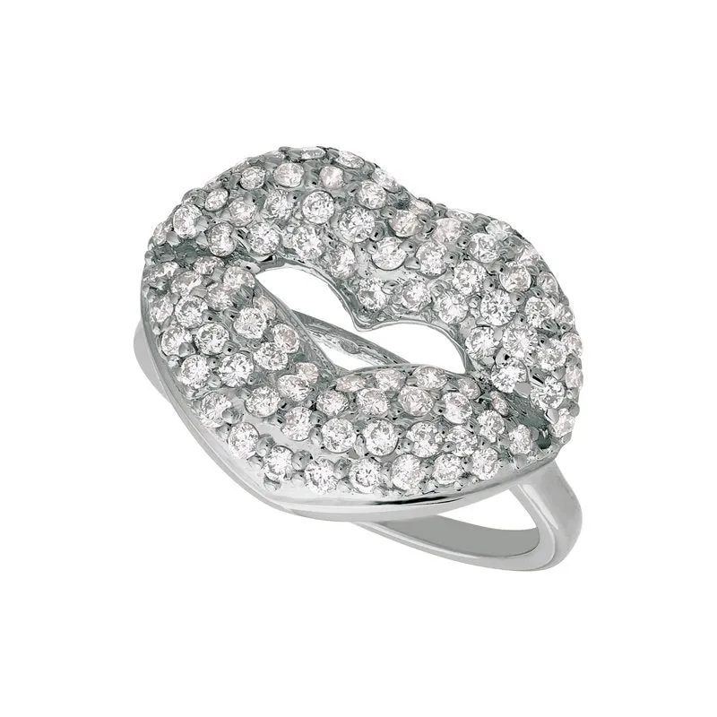 1.05 Carat Natural Diamond Lips Ring G SI 14K Rose Gold