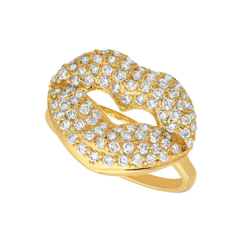 1.05 Carat Natural Diamond Lips Ring G SI 14K Rose Gold