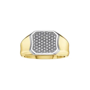 10K Yellow and White Gold (0.33ct) Pavee Set Diamond Mens Ring