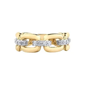 10K Yellow and White Gold (0.50ct) Diamond Link Design Fancy Ring