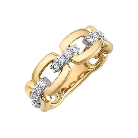 10K Yellow and White Gold (0.50ct) Diamond Link Design Fancy Ring