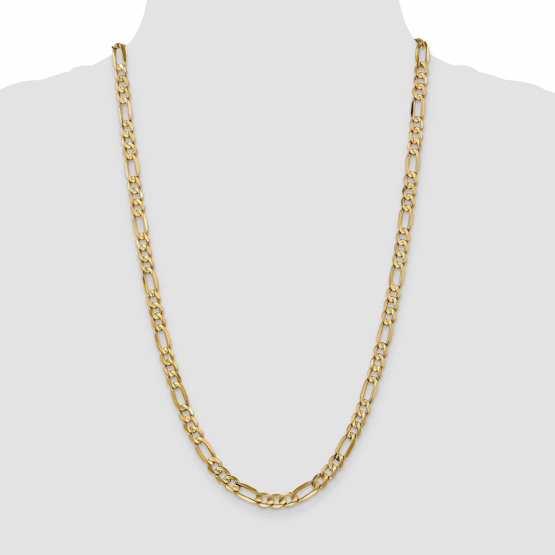 10k Yellow Gold 6.0mm Concave Figaro Chain