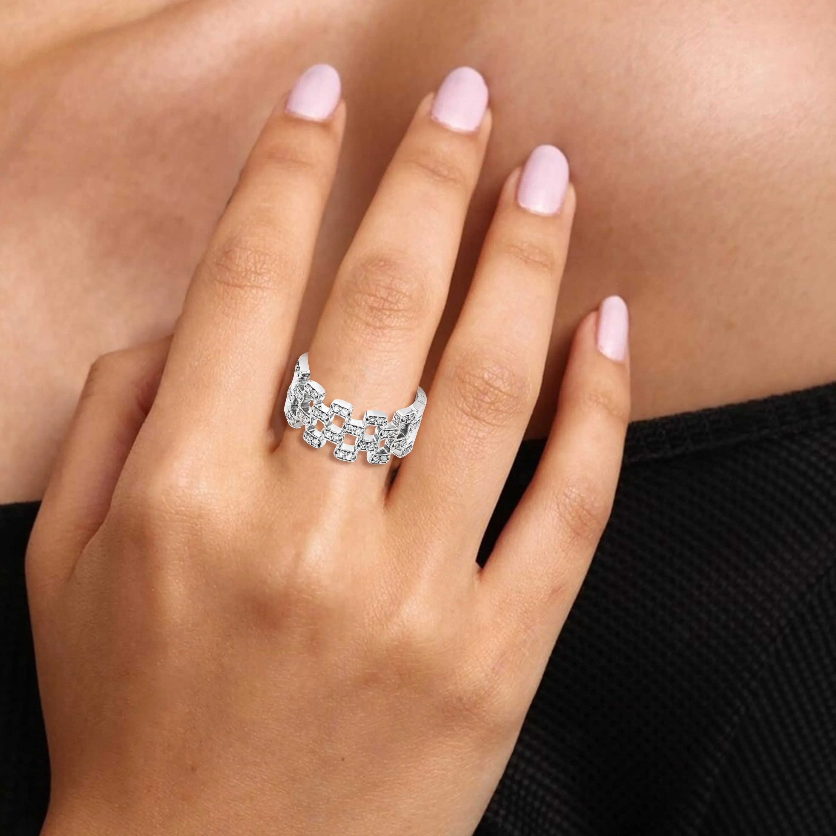 1/3 cttw Zig Zag Lab Grown Diamond Engagement Rings in Silver
