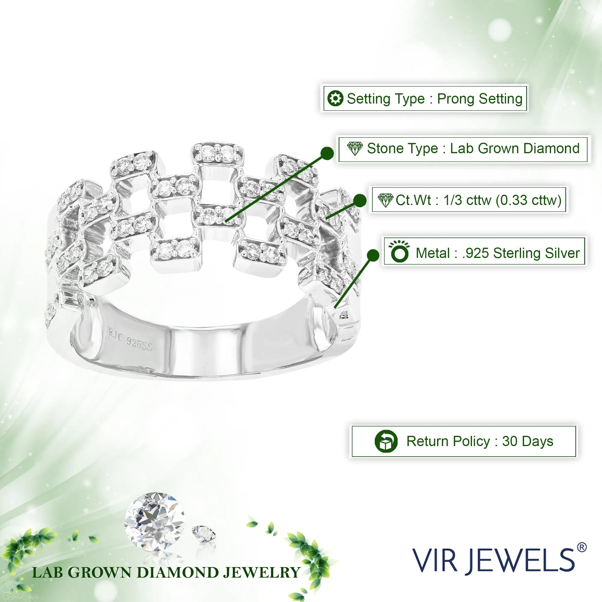 1/3 cttw Zig Zag Lab Grown Diamond Engagement Rings in Silver