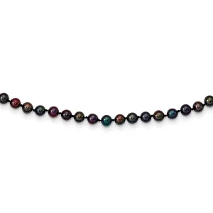 14k 4-5mm Black Near Round Freshwater Cultured Pearl Necklace