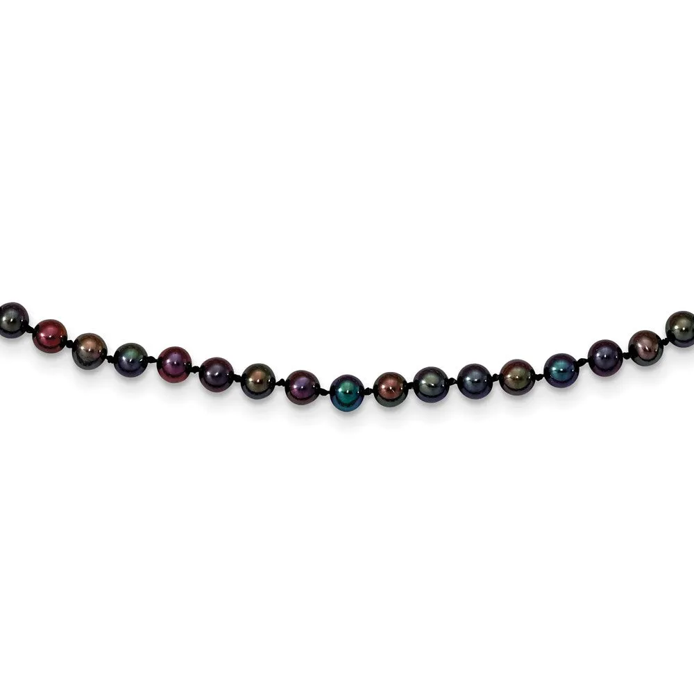 14k 4-5mm Black Near Round Freshwater Cultured Pearl Necklace