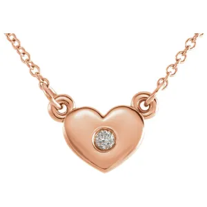 14k Gold .03 CTW Diamond Petite Heart Pendant 16" Necklace