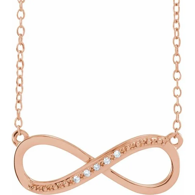 14k Gold .06 CTW Diamond 16-18" Infinity Necklace