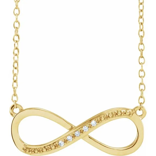 14k Gold .06 CTW Diamond 16-18" Infinity Necklace