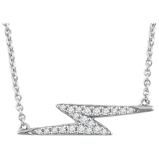 14k Gold 1/8 CTW Diamond Lightning Bolt 16-18" Necklace