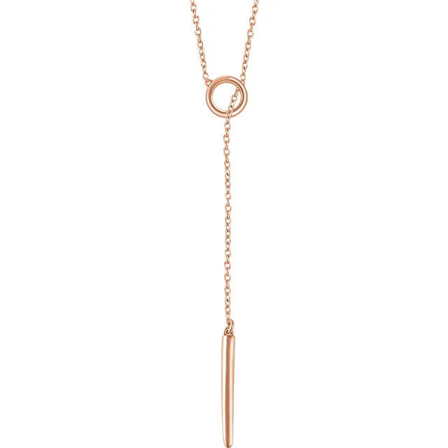 14K Gold Circle and Bar Y Necklace