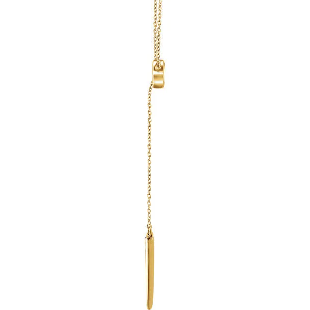 14K Gold Circle and Bar Y Necklace