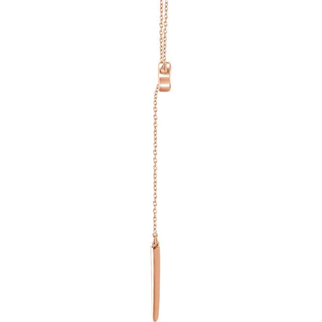 14K Gold Circle and Bar Y Necklace