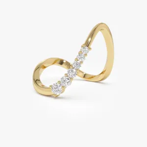 14K Open Twist Unique Diamond Ring