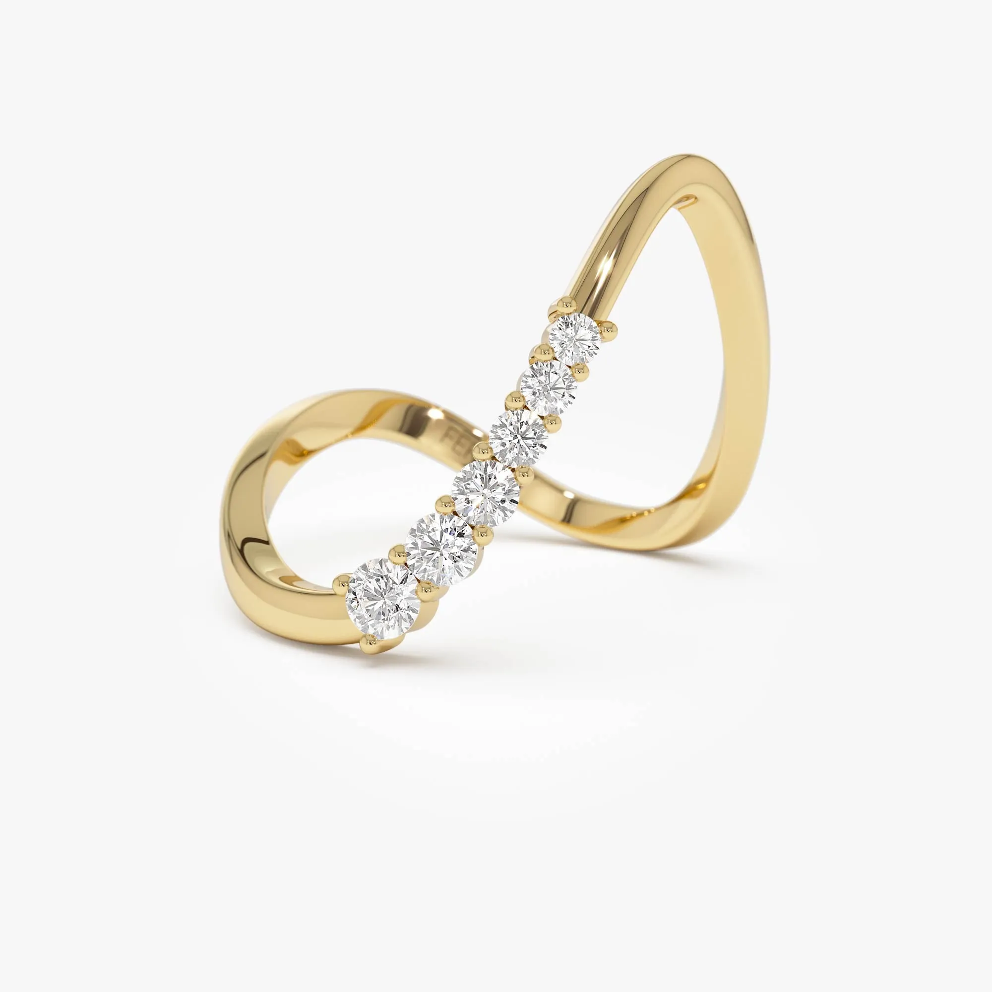 14K Open Twist Unique Diamond Ring