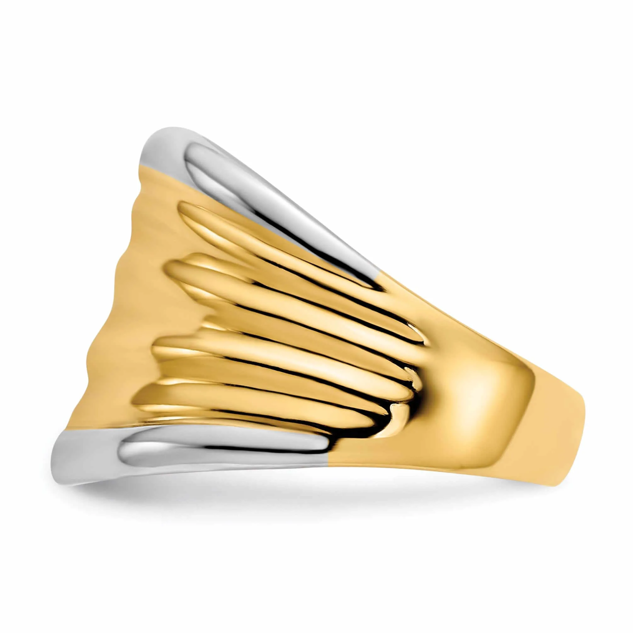 14k Rhodium Yellow Gold Fancy Dome Ring