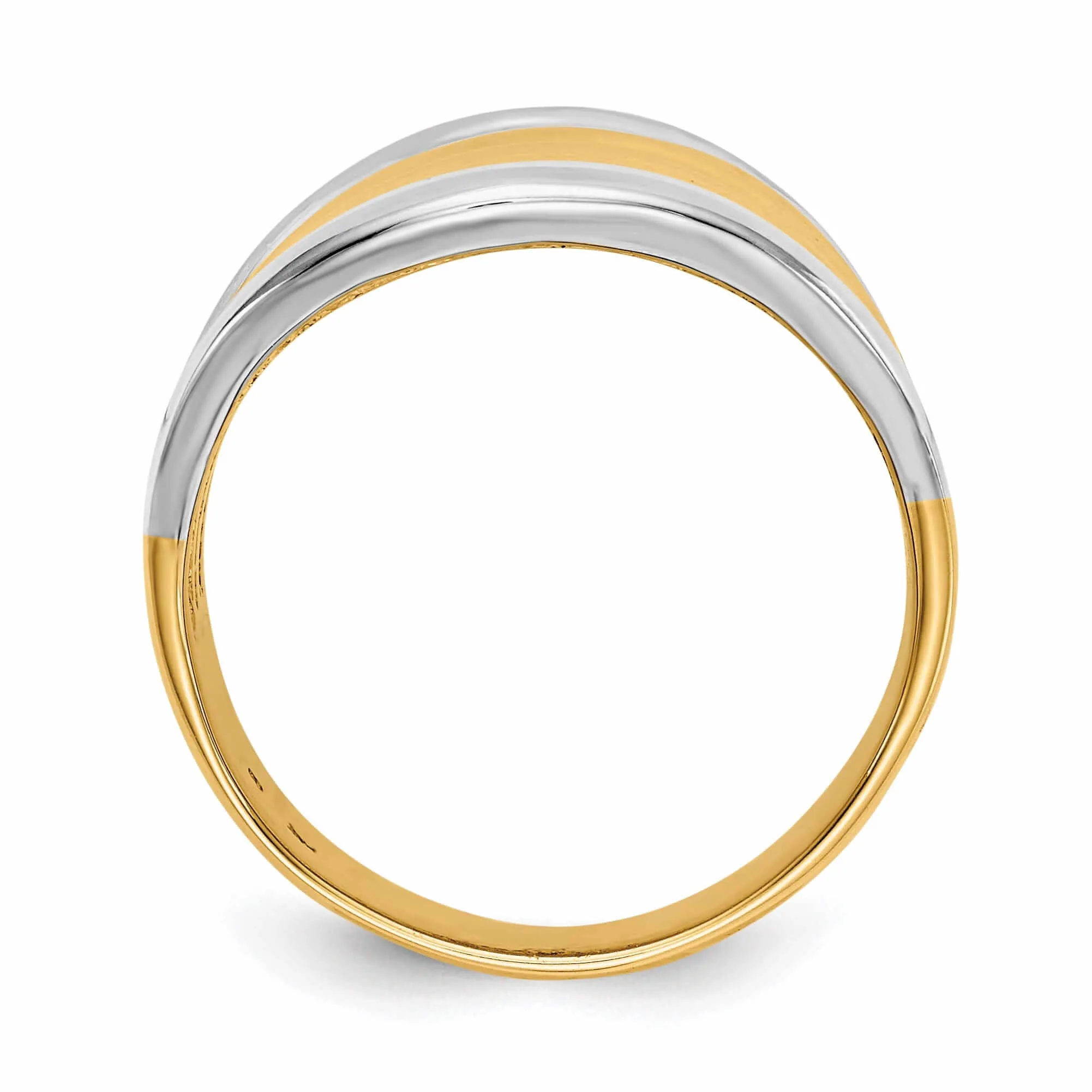 14k Rhodium Yellow Gold Fancy Dome Ring