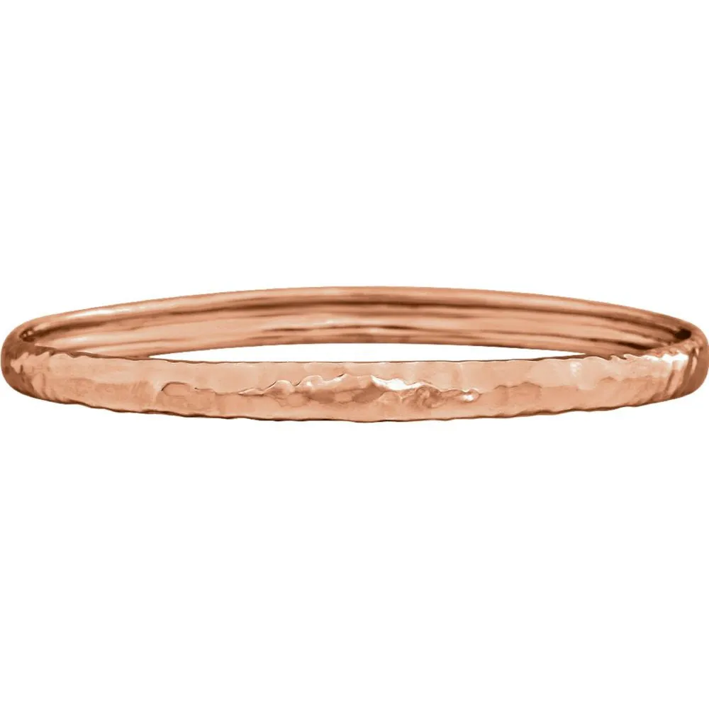 14k Rose Gold 5.1mm Hammered Bangle Bracelet