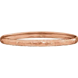 14k Rose Gold 5.1mm Hammered Bangle Bracelet