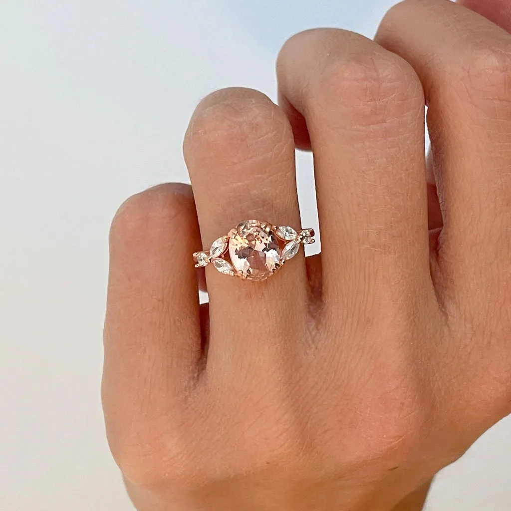 14K Rose Gold Vermeil Ring | Morganite Stone | 925 Sterling Silver