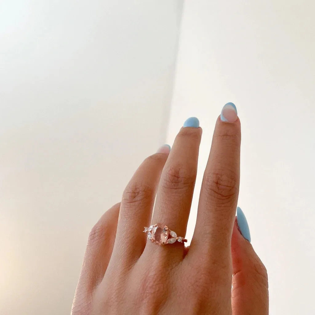 14K Rose Gold Vermeil Ring | Morganite Stone | 925 Sterling Silver