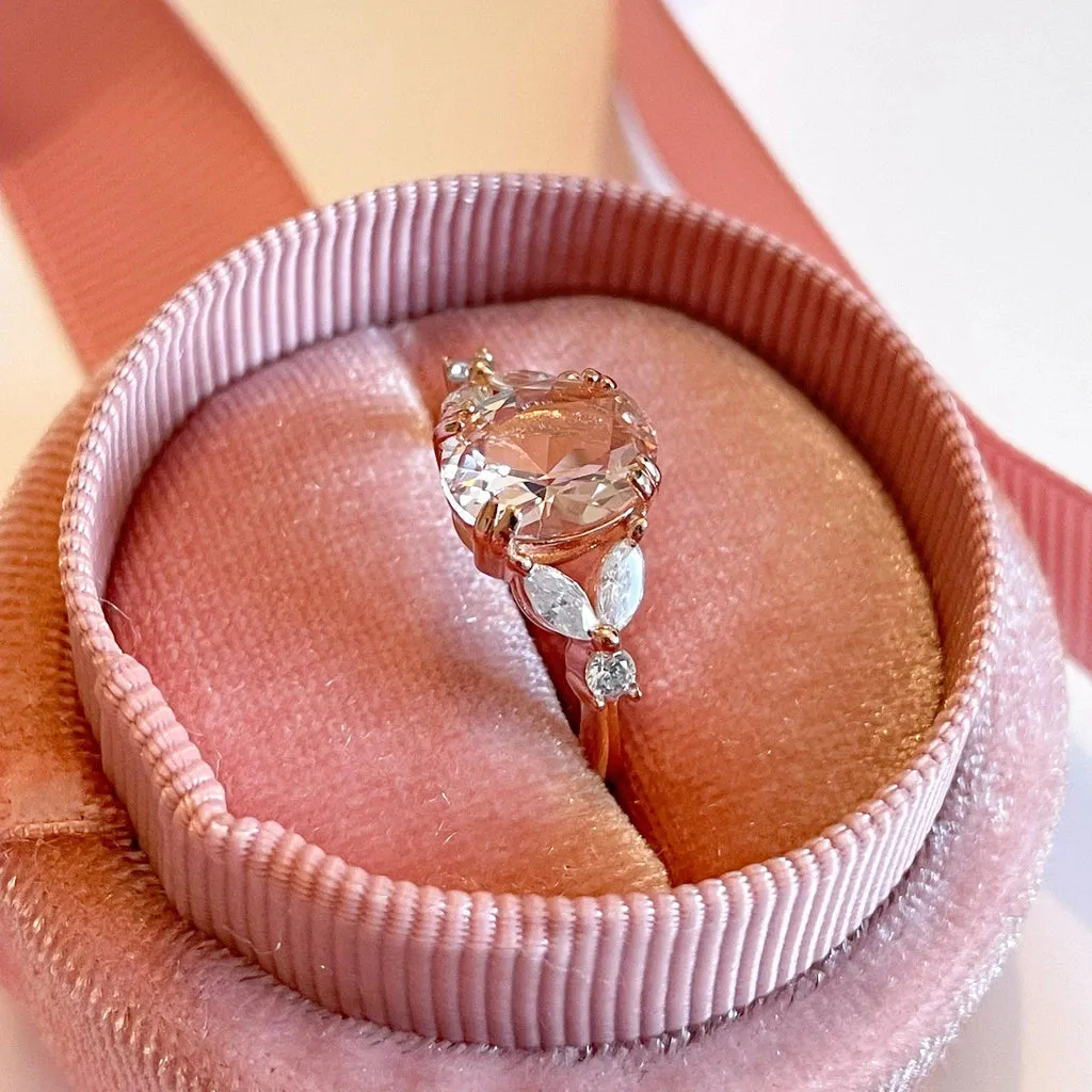 14K Rose Gold Vermeil Ring | Morganite Stone | 925 Sterling Silver