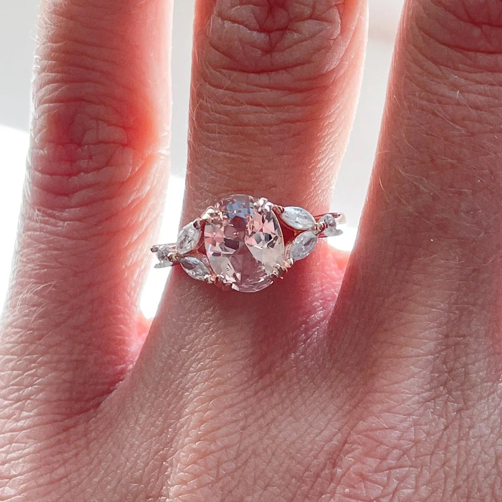 14K Rose Gold Vermeil Ring | Morganite Stone | 925 Sterling Silver