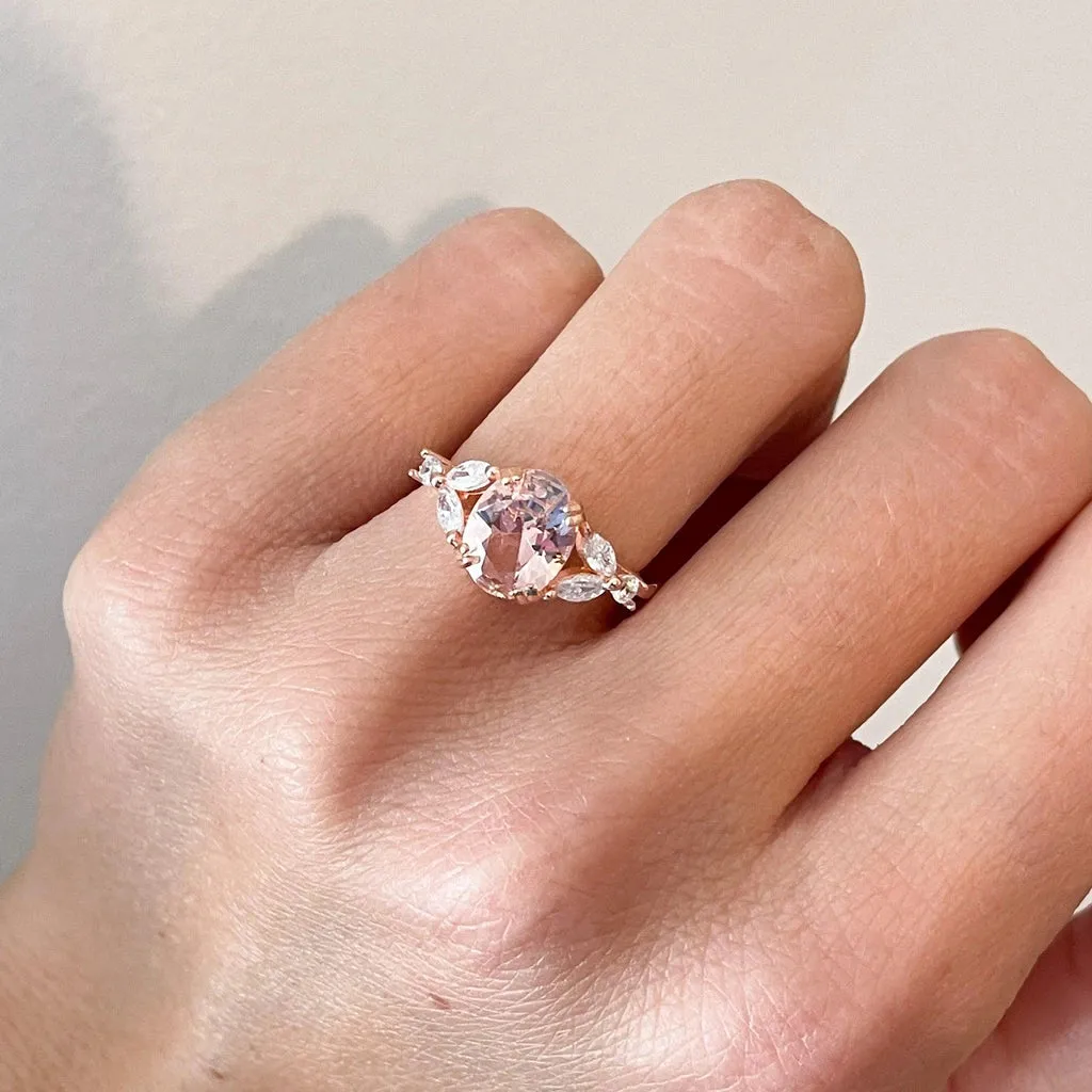 14K Rose Gold Vermeil Ring | Morganite Stone | 925 Sterling Silver