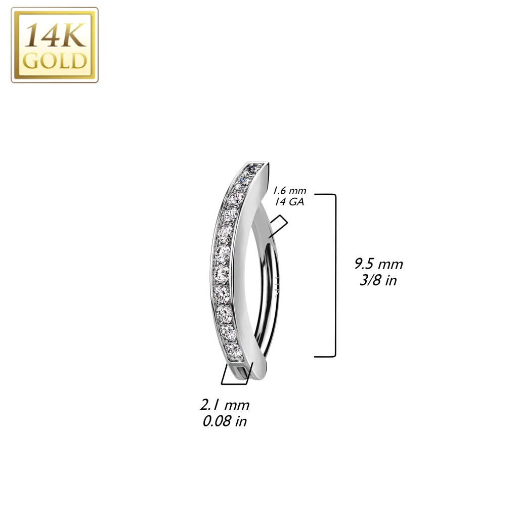 14K Solid Gold CNC Set CZ Pave Belly Button Navel Ring