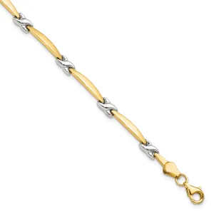 14k Two Tone Gold Diamond Cut Fancy Bracelet