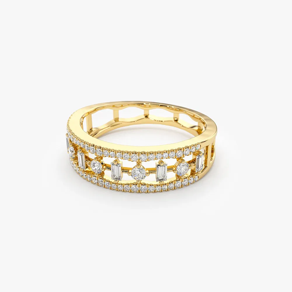 14K Unique Baguette Diamond Wedding Ring